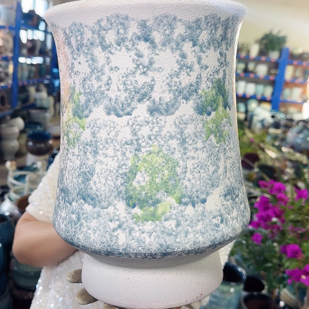 紫砂花盆高30口21