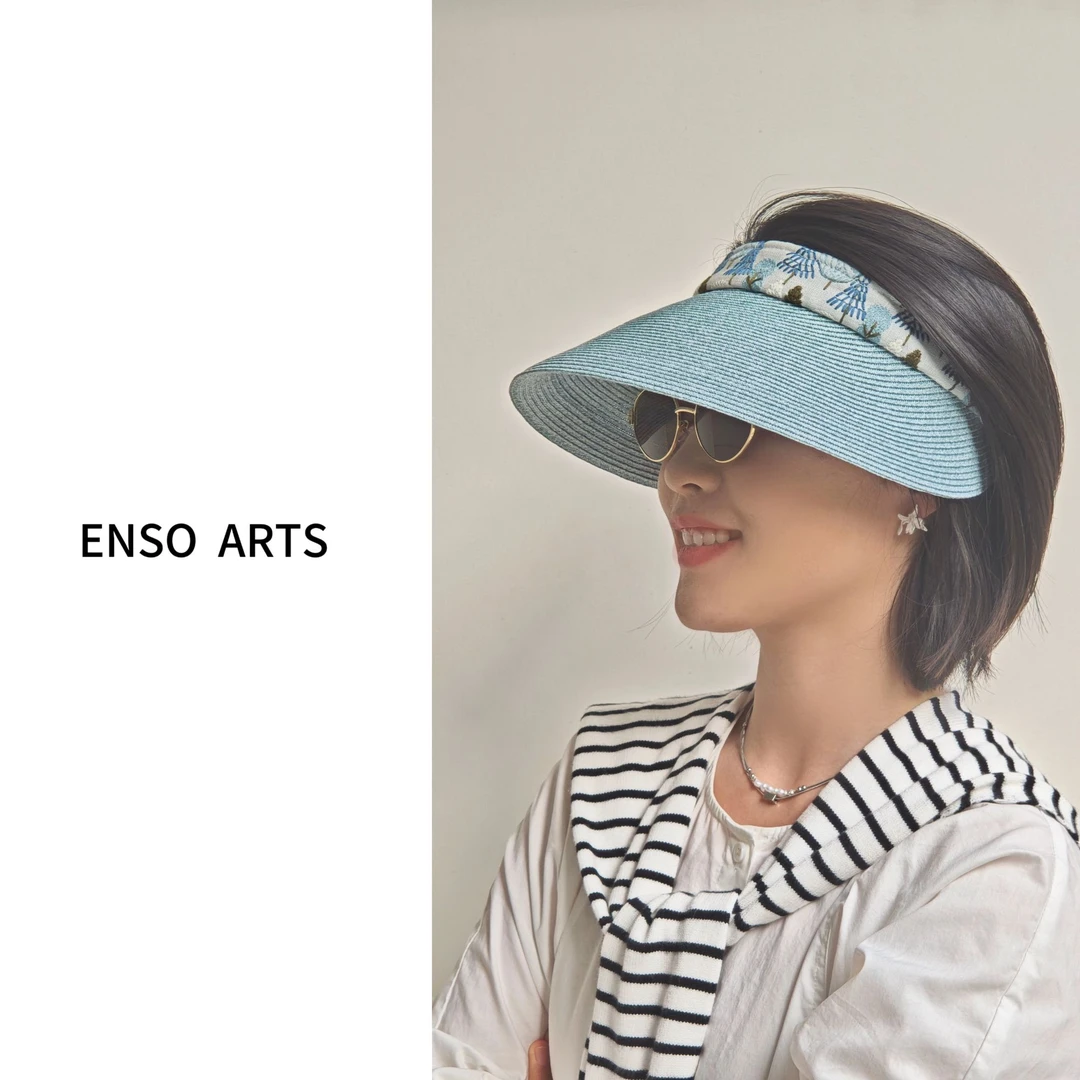 【日系刺绣空顶帽】设计师防晒空顶帽加大版遮阳帽防紫外线草帽M05