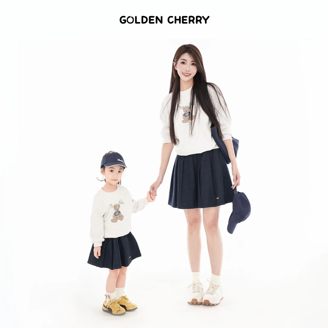 【金樱桃Golden cherry】小童绿织带小熊洋气卫衣283226