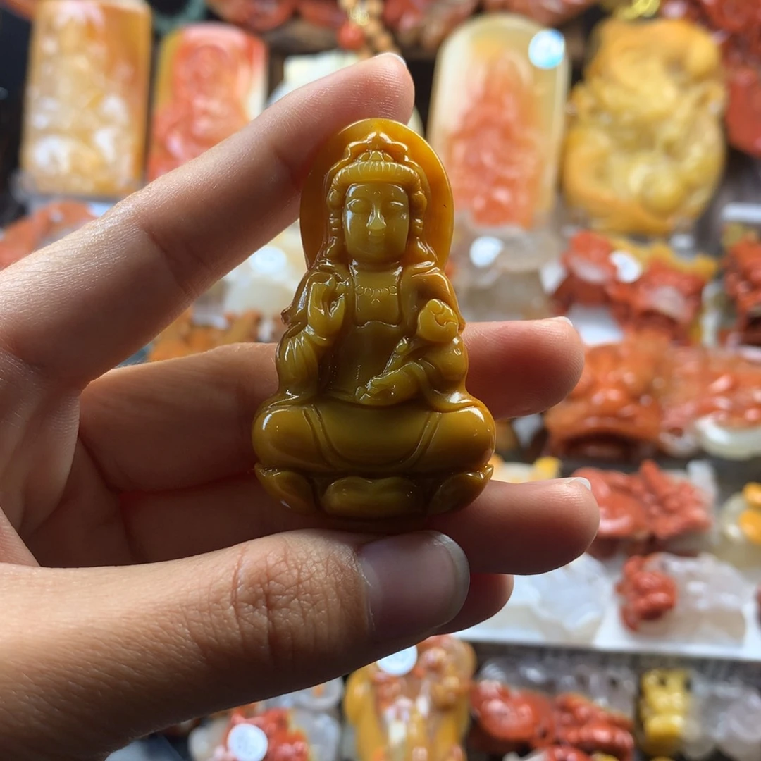 石英质玉（黄龙玉）挂件未镶嵌