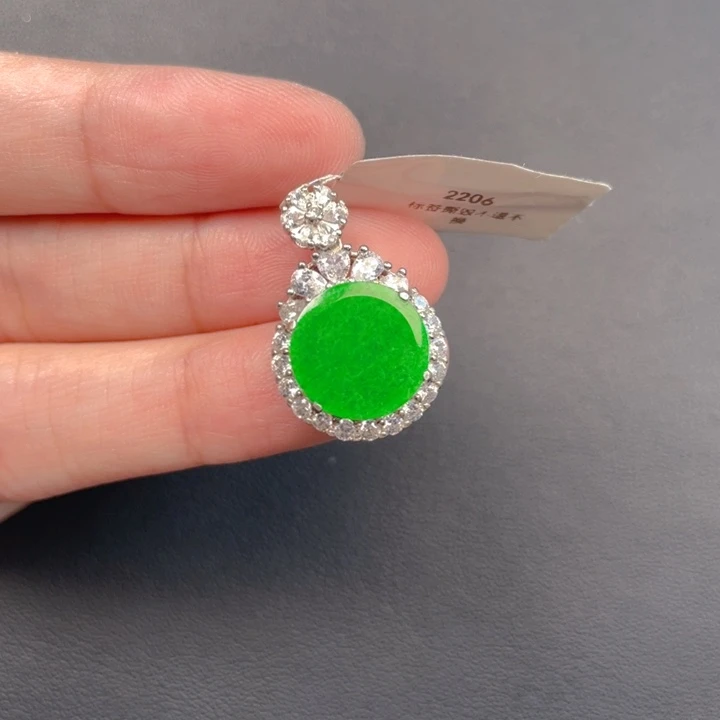 翡翠银S925镶嵌吊坠(不含链)