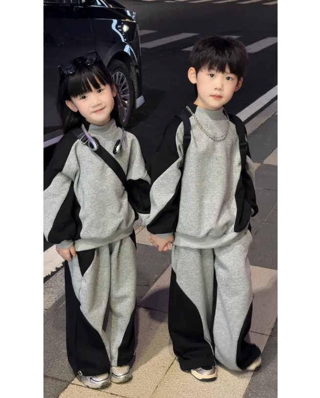 【兄妹款】秋装套装2025新款中大儿童高级洋气休闲时尚潮酷两件套潮
