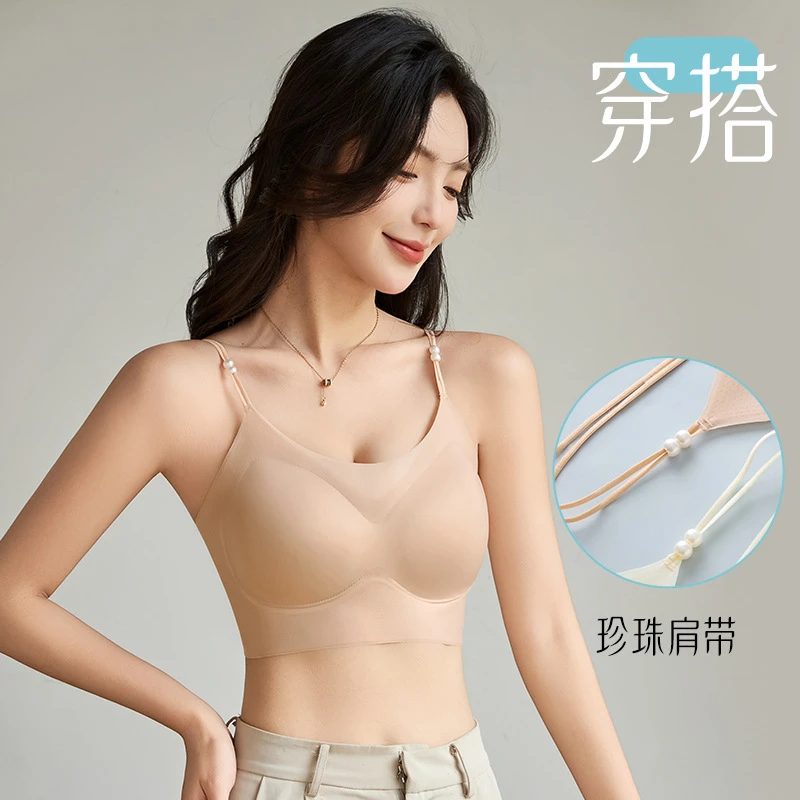 【2件装】薄果冻软支撑粉底液无痕文胸固定杯细肩带美背内衣EF024