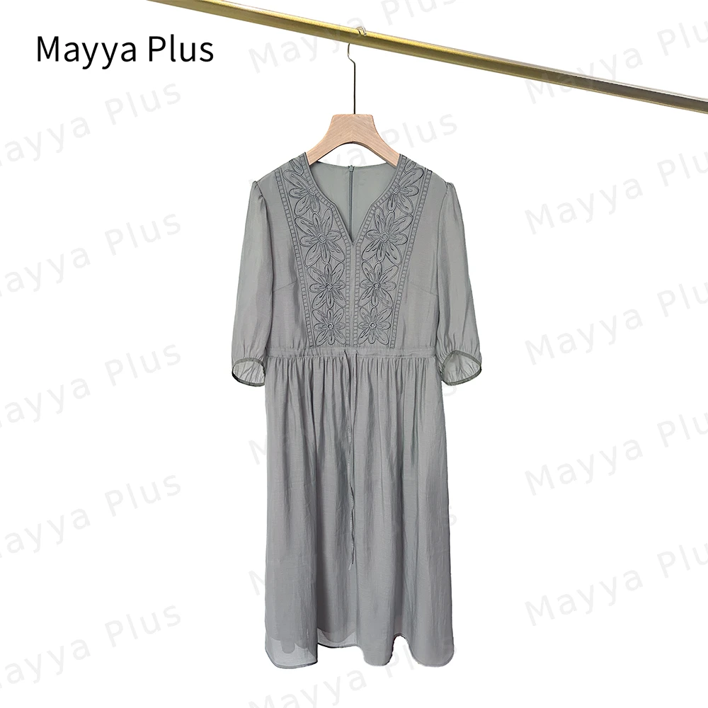 【虞美人】Mayya Plus原创设计精致刺绣显瘦连衣裙32326572