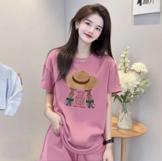 睡衣女夏款纯棉短袖短裤休闲韩版可外穿家居服套装（草帽女孩）