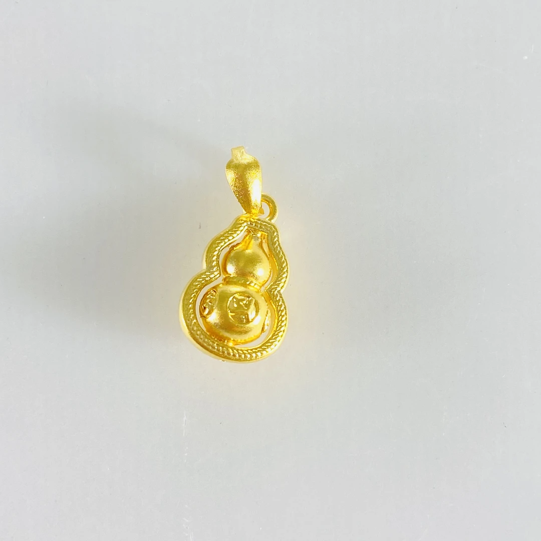 足金999 黄金铜钱葫芦吊坠 5D