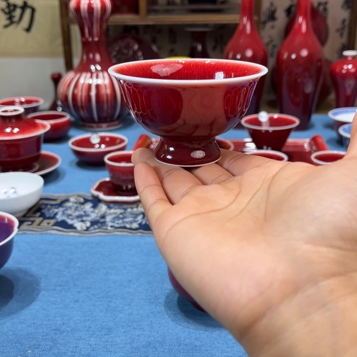 景德镇陶瓷浅行窑高足杯