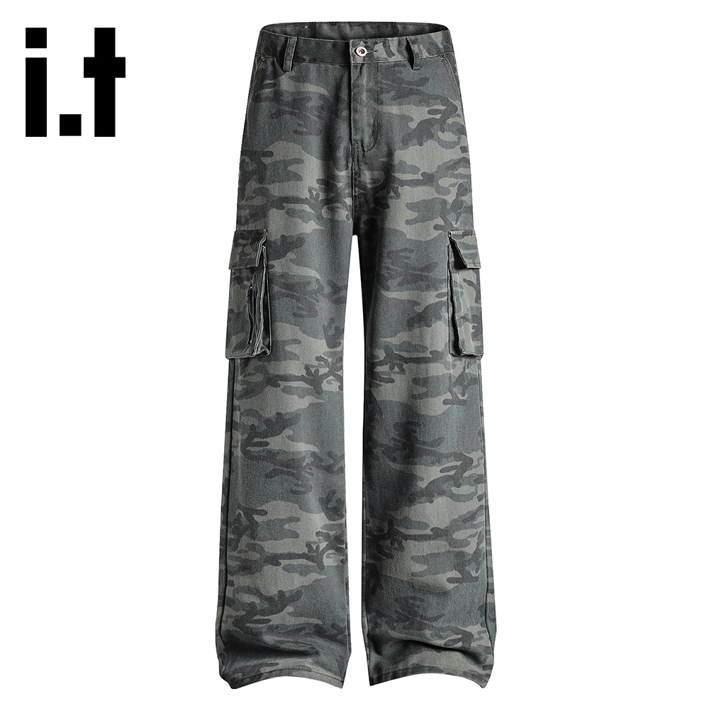 it:CHOCOOLATE190cm高个子加长款裤子男口袋设计感迷彩工装牛仔裤