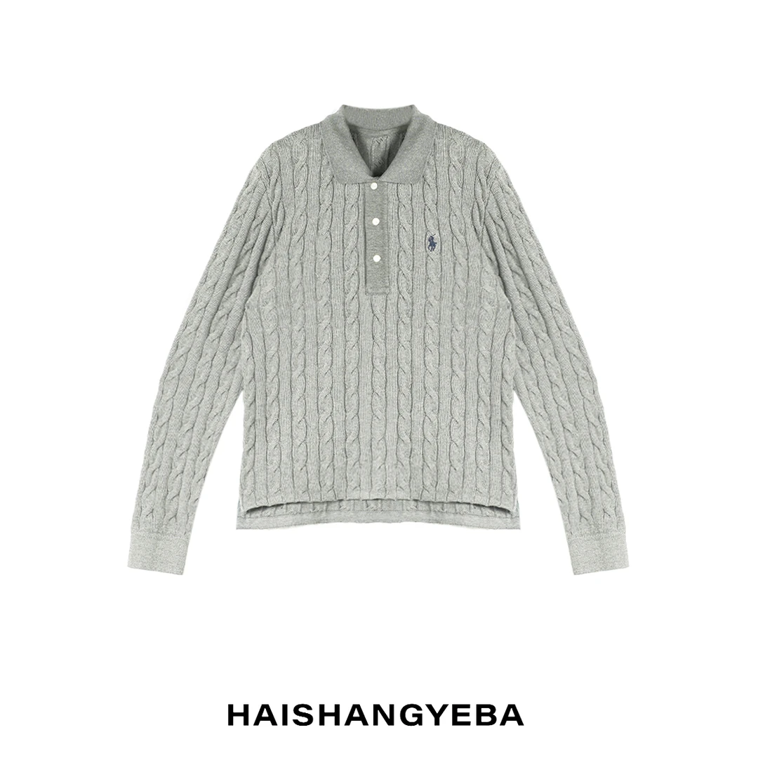 【海上叶爸】新款2025秋冬百搭棉polo领纽扣针织休闲厚款毛衣