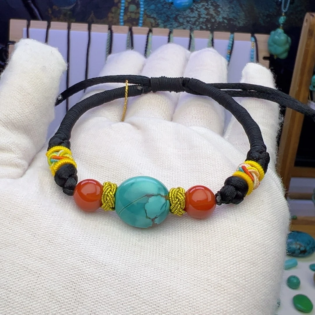 绿松石蓝料扁珠13.1mm兰