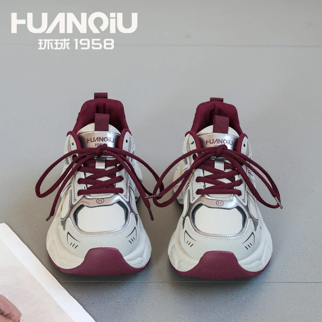 HUANQIU/环球老爹鞋女款2025爆款百搭运动潮流舒适韩版厚底休闲鞋