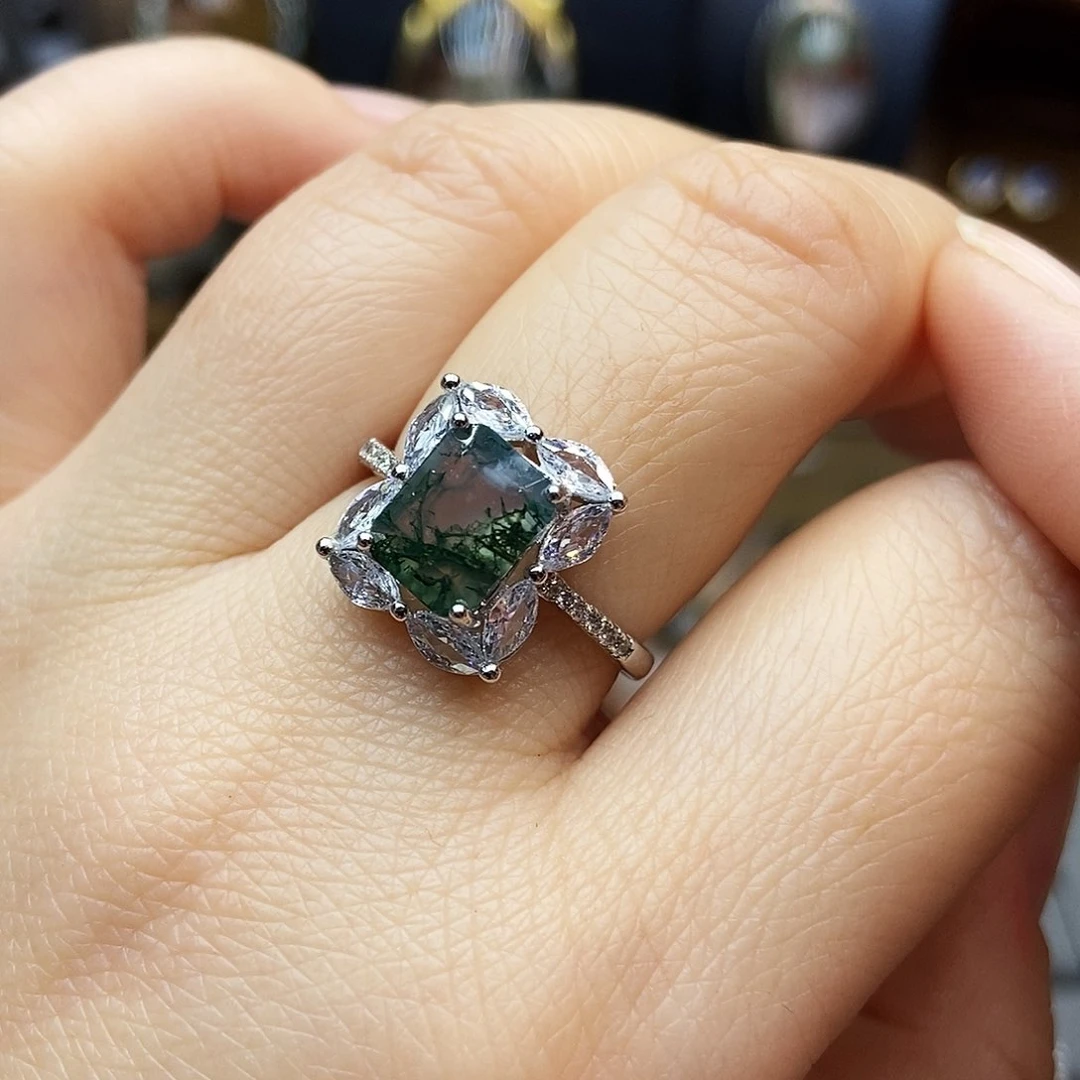 水晶戒指银S925镶嵌戒指