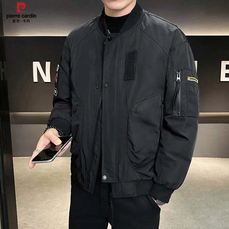 皮尔卡丹2025春季休闲新款帅气棒球领潮流工装飞行夹克个性男外套