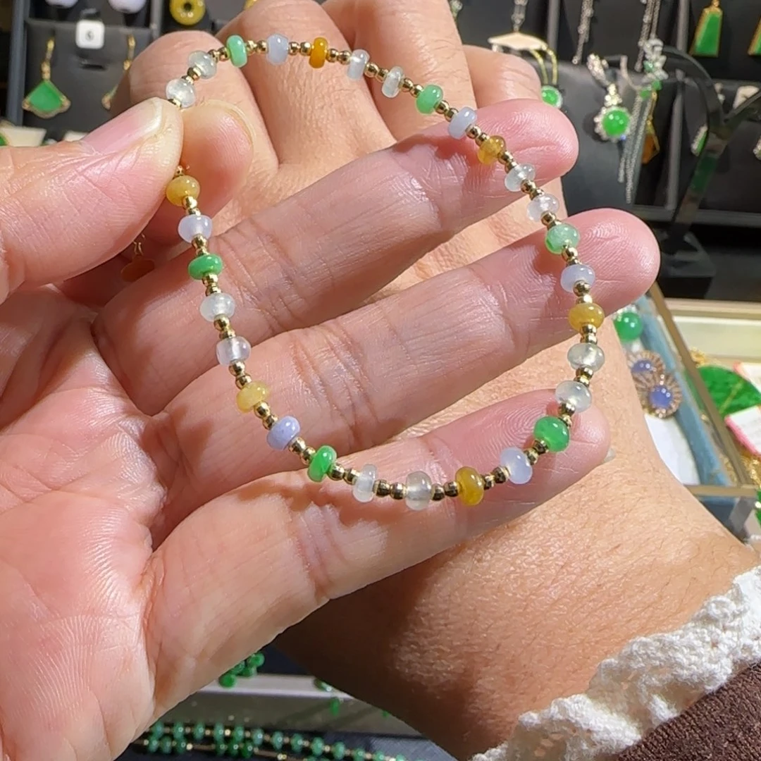 翡翠18K金镶嵌颈饰手链