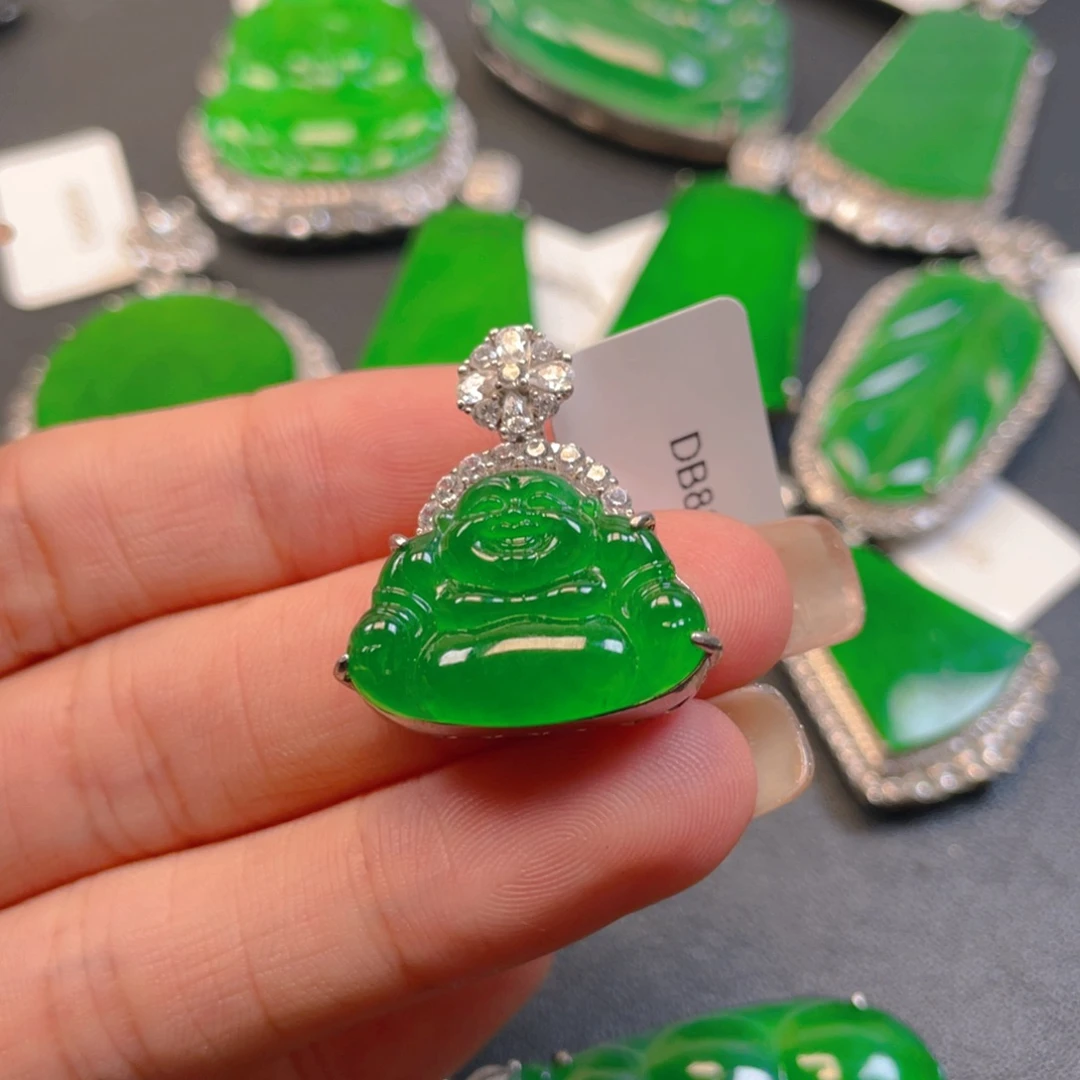 翡翠银S925镶嵌吊坠(不含链)