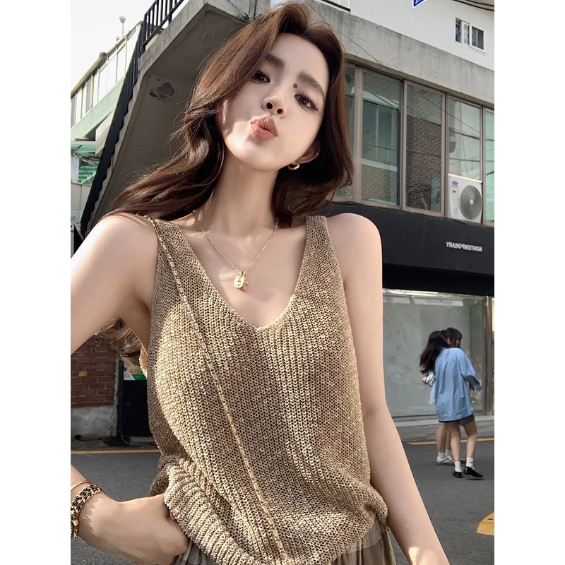 【LILYLIKES】贵气琉光金丝立体感韩系休闲显瘦遮副乳背心