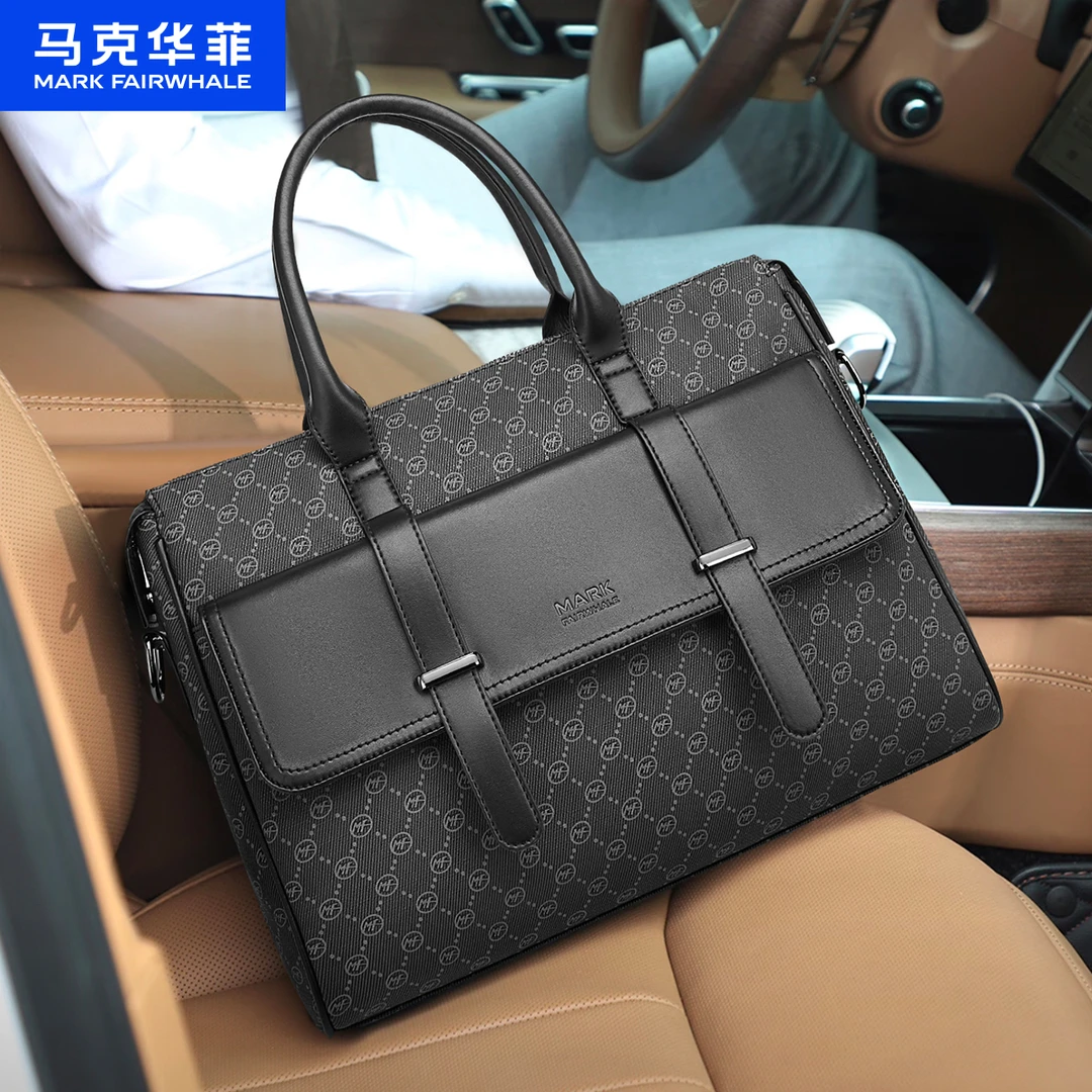 马克华菲手提包男商务公文包大容量单肩斜挎包时尚百搭出差旅行包