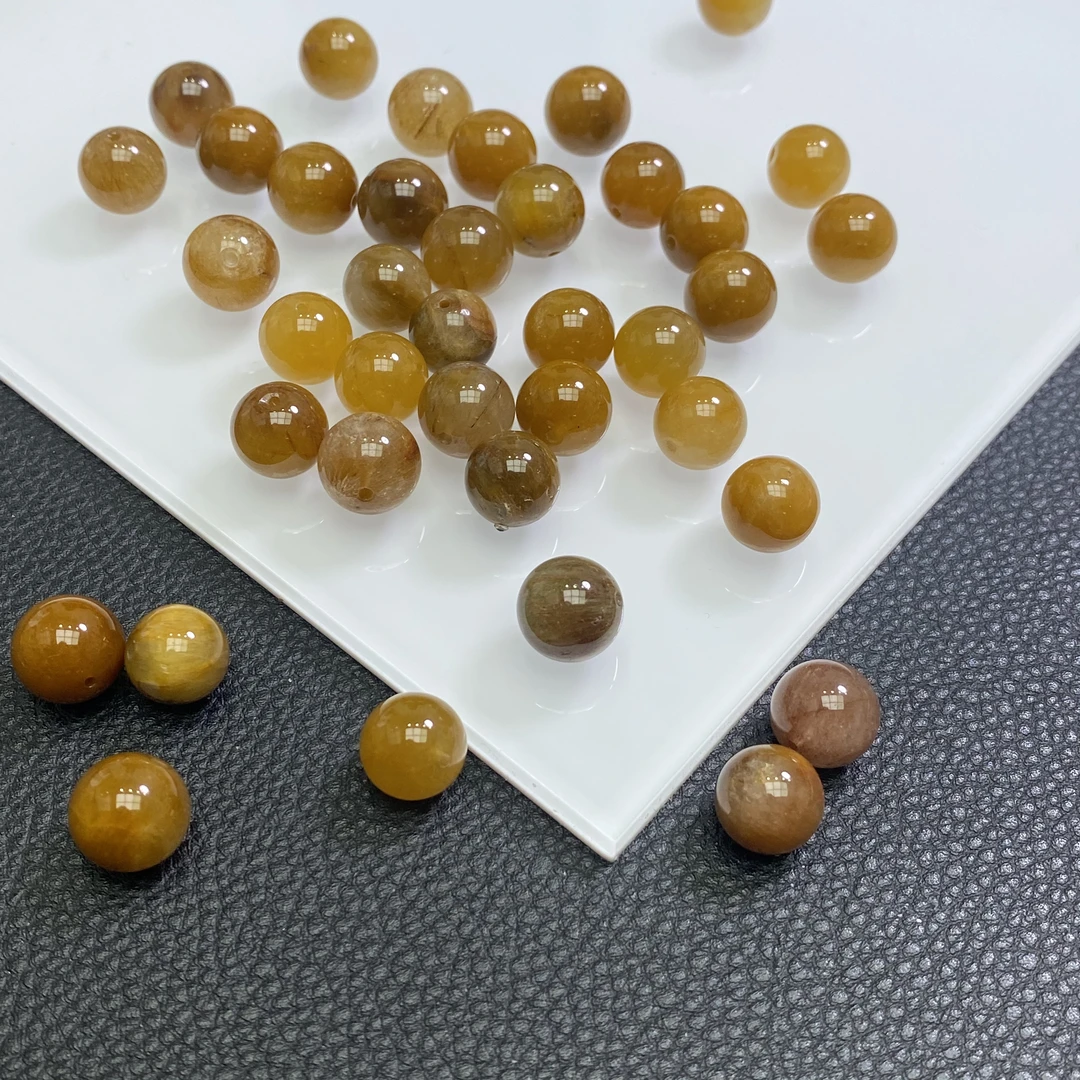 「戴琴珠宝」FR3093-发晶10mm左右通孔单珠（多样性发其一）