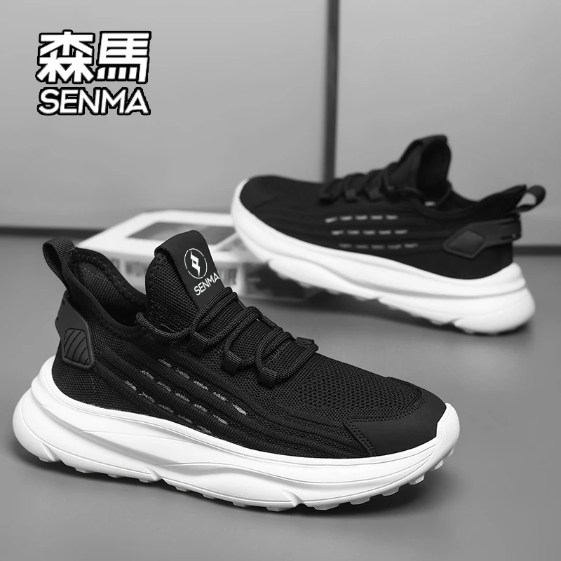 SENMA/森马网面鞋男款冬季透气防臭薄款运动鞋子轻便休闲飞织网鞋
