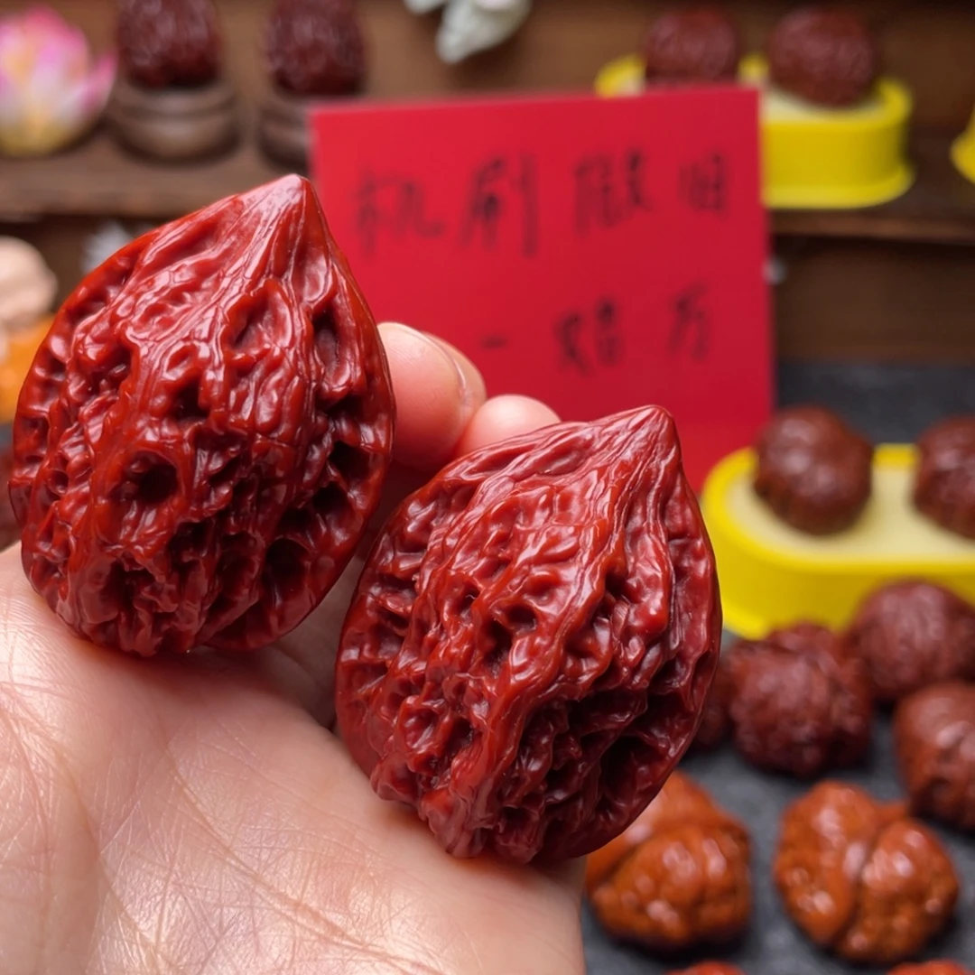 吊坠文玩核桃文玩核桃 手把件 赤龙鸡心 35