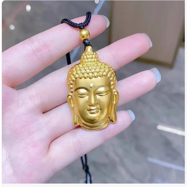 水贝足金佛头吊坠9999黄金