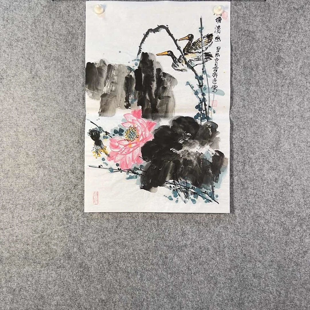 国画396 牡丹之花之叶的颜色与花色