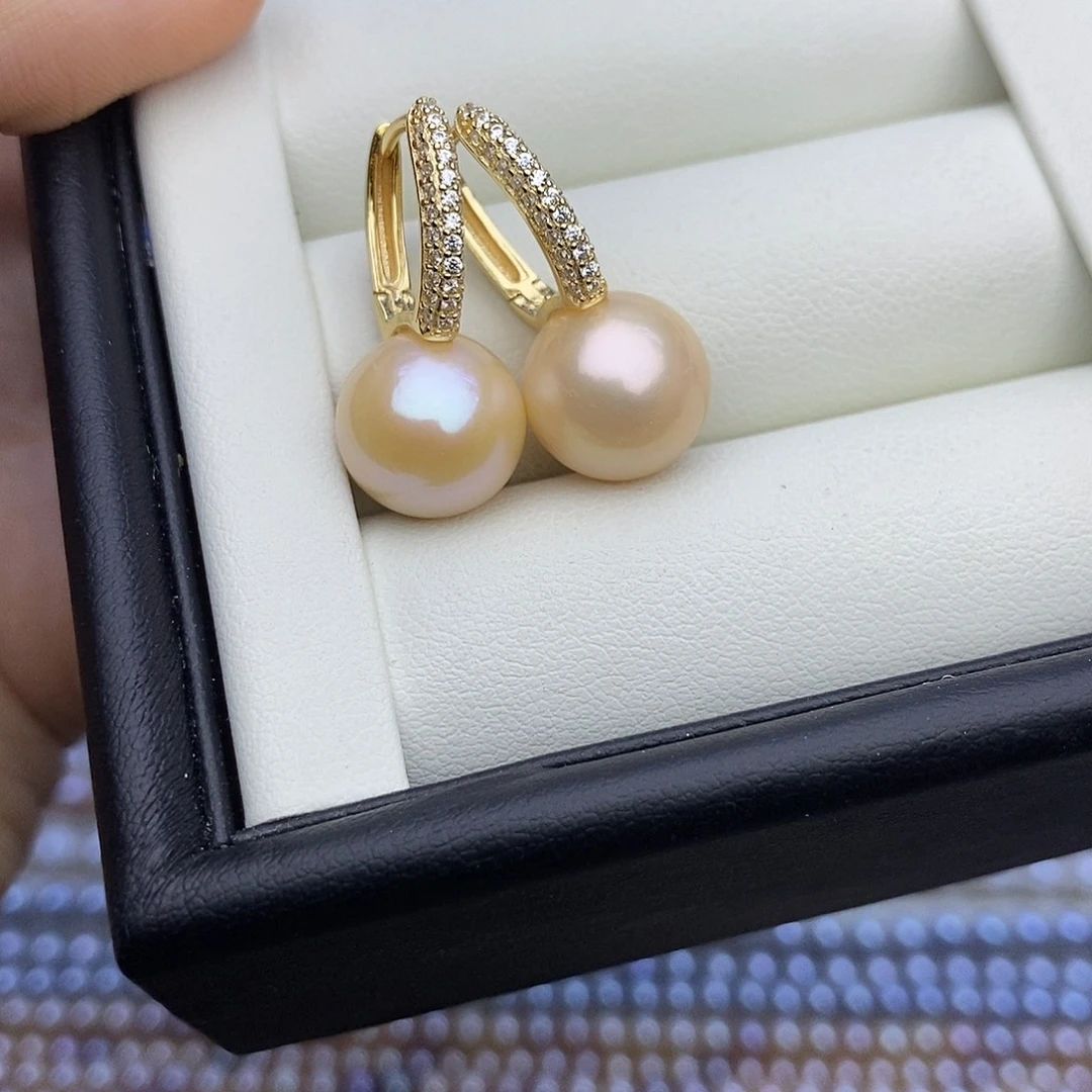 银S925镀金镶嵌淡水珍珠项链