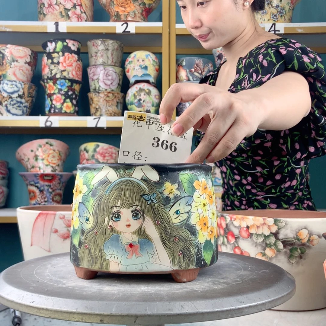 景德镇手工花盆366