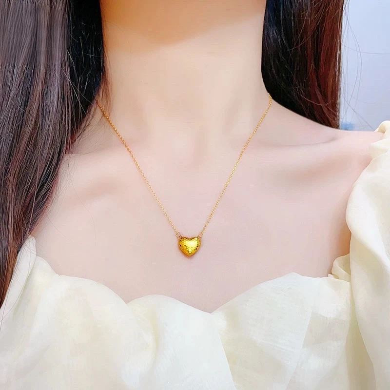 坠链均足银 足银龙鳞爱心项链女款气质时尚百搭简约经典