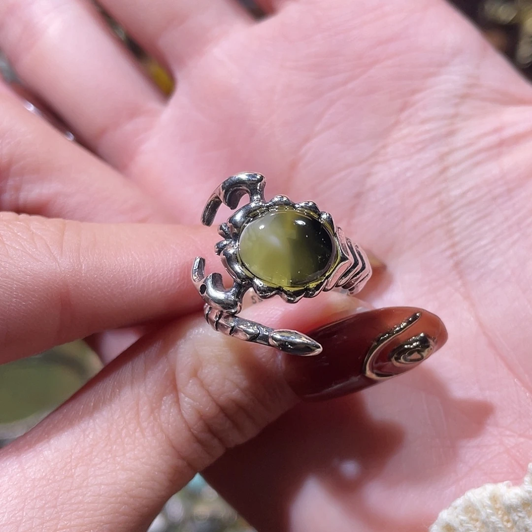 琥珀银S925镶嵌戒指