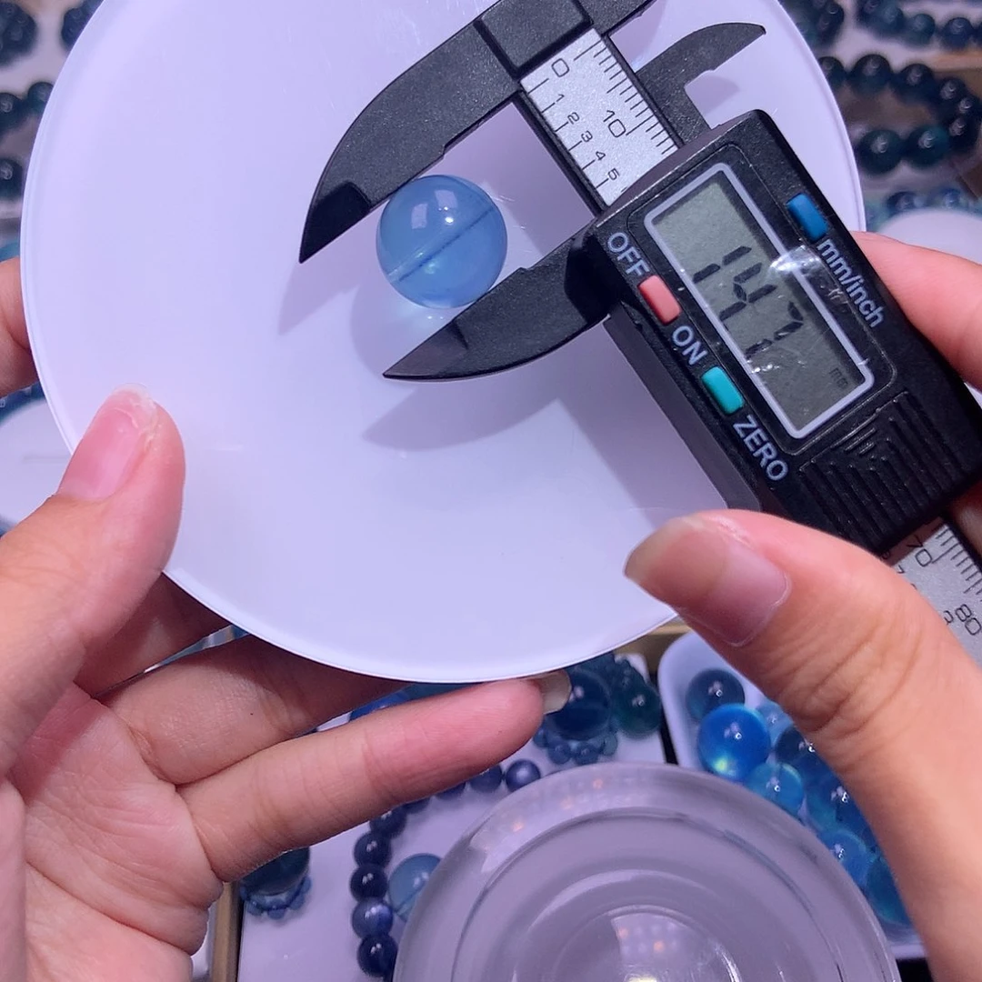 天然辰砂海蓝宝超圣单珠14.7mm