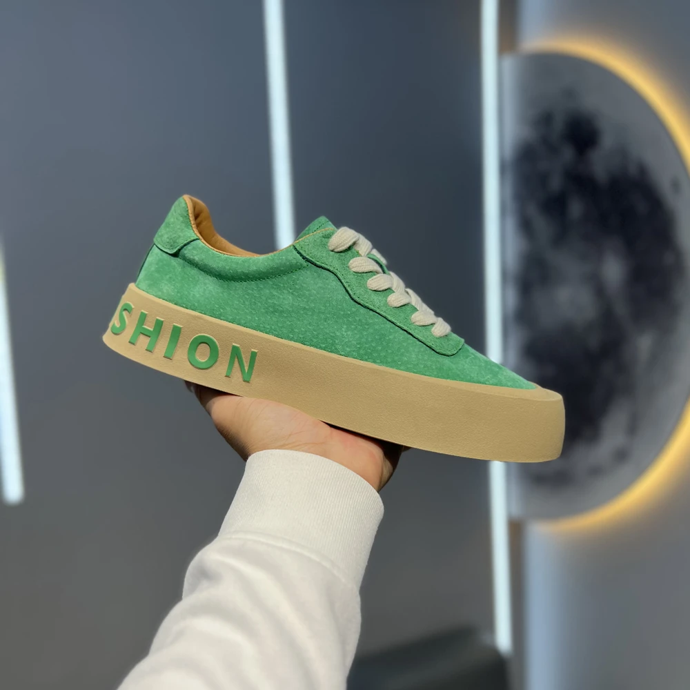 真皮翻毛皮厚底板鞋时尚运动百搭软底软面舒适男士潮流休闲鞋春秋