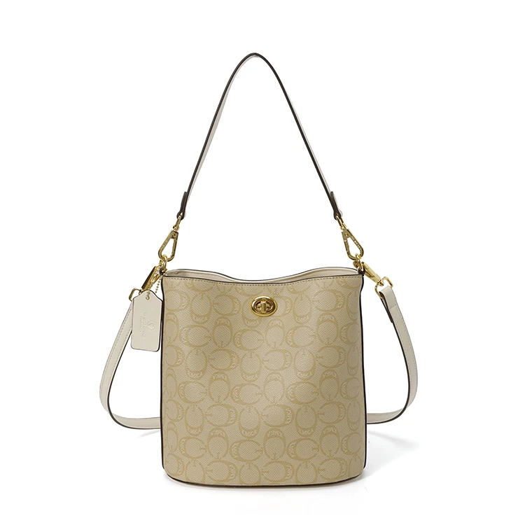 【水桶包】五个隔层-拉链斜挎单肩包几何图案轻奢风