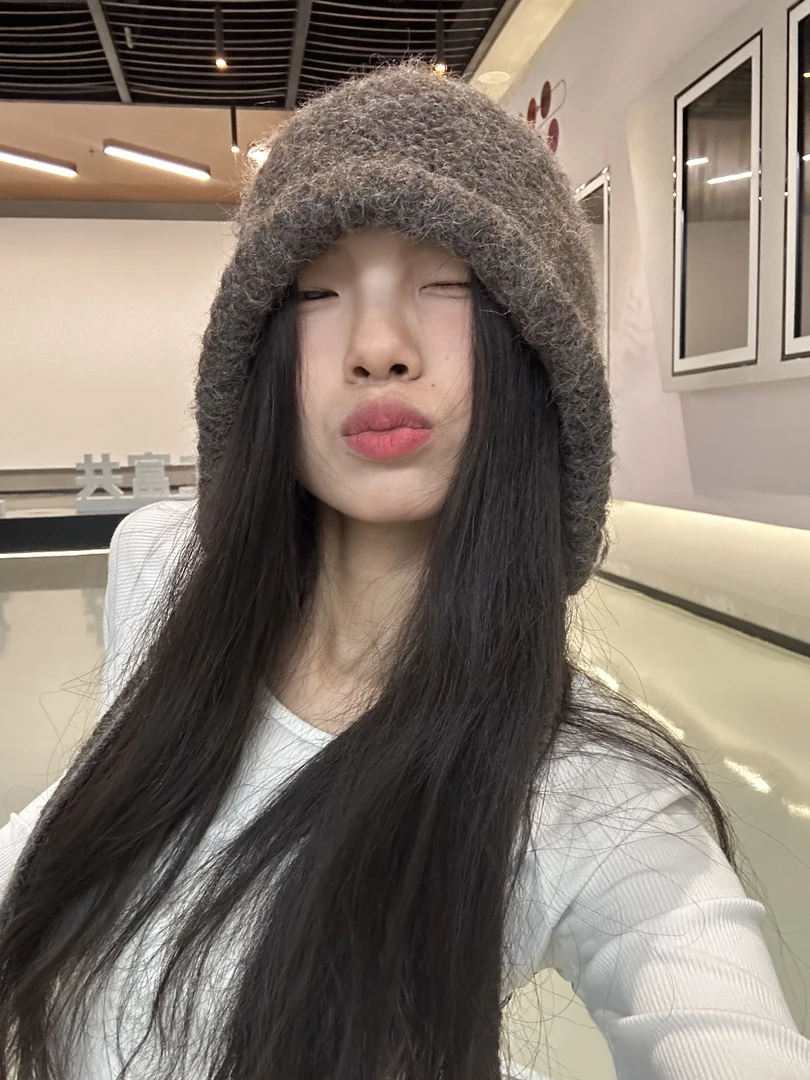 主播头像款针织女士包头保暖爆款毛绒纯色包包帽子加厚韩版