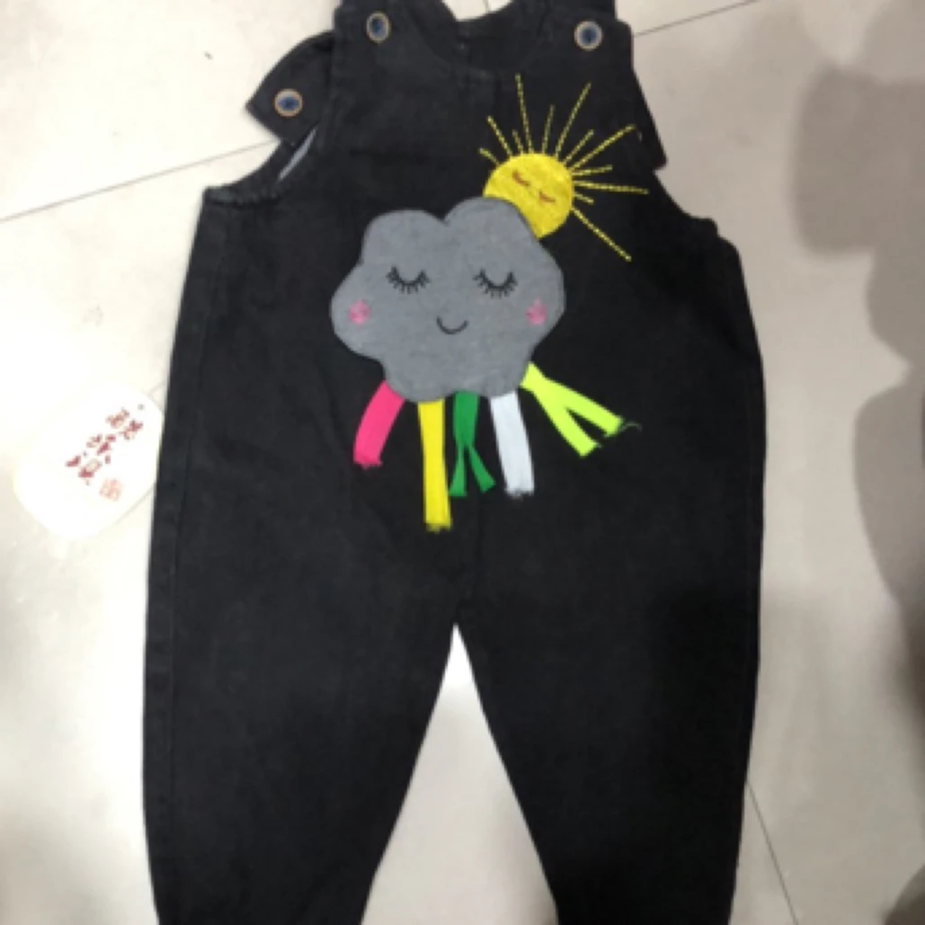 四季款高端洋气时尚手抓绒牛仔背带罩裤