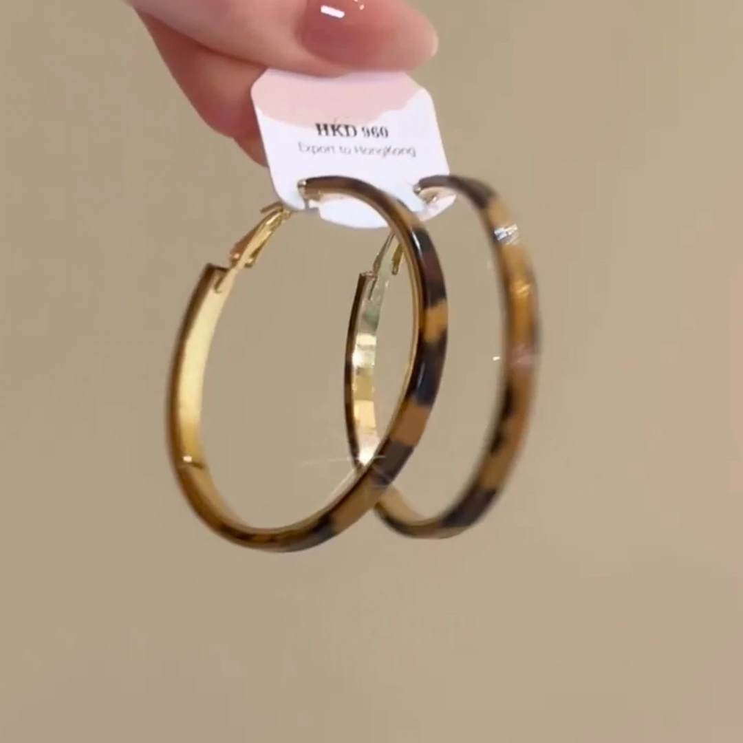 铜合金耳饰 复古豹纹耳环女时尚独特小众设计高级感气质百搭耳饰