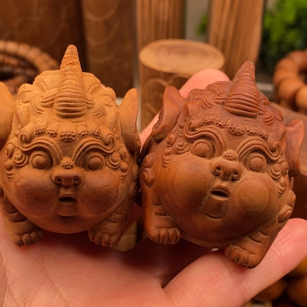 檀香木手串/手链巧***喵老山檀香谛听手把件两件奶香