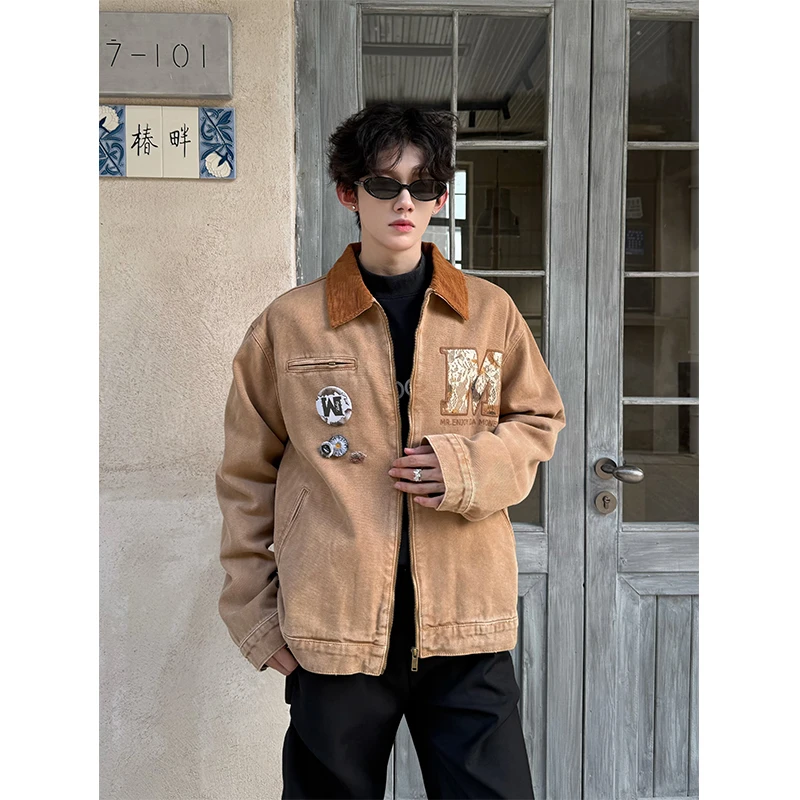 侯明昊同款蕾丝底特律夹克男款秋季潮流美式复古cleanfit情侣外套