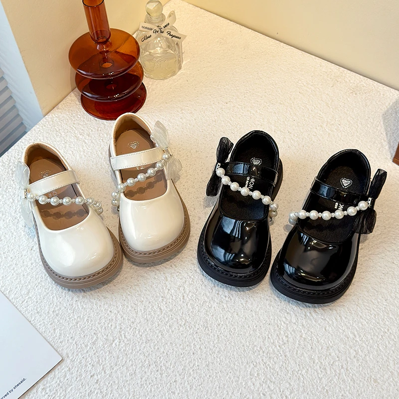 女童鞋子儿童公主鞋2025新款春秋季女宝宝软底防滑蝴蝶结皮鞋