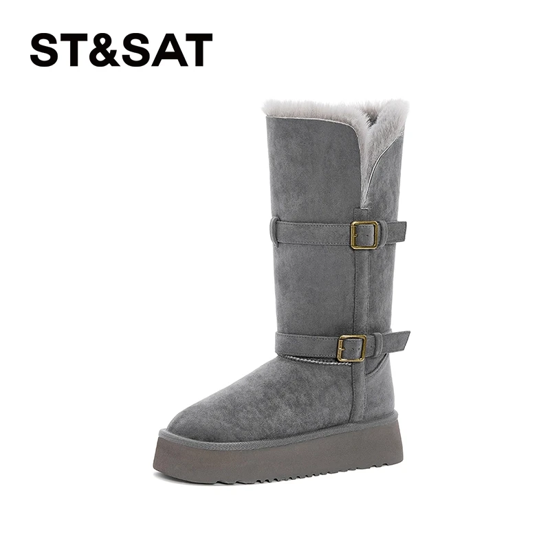 星期六百搭舒适休闲雪地靴2024秋冬季新款加绒加厚长筒靴保暖棉靴