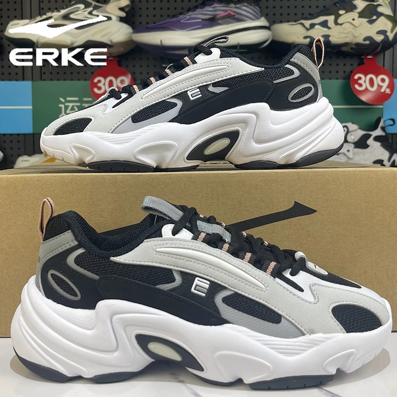 鸿星尔克女休闲运动鞋厚底薄款老爹鞋春夏季耐磨防滑复古风户外鞋