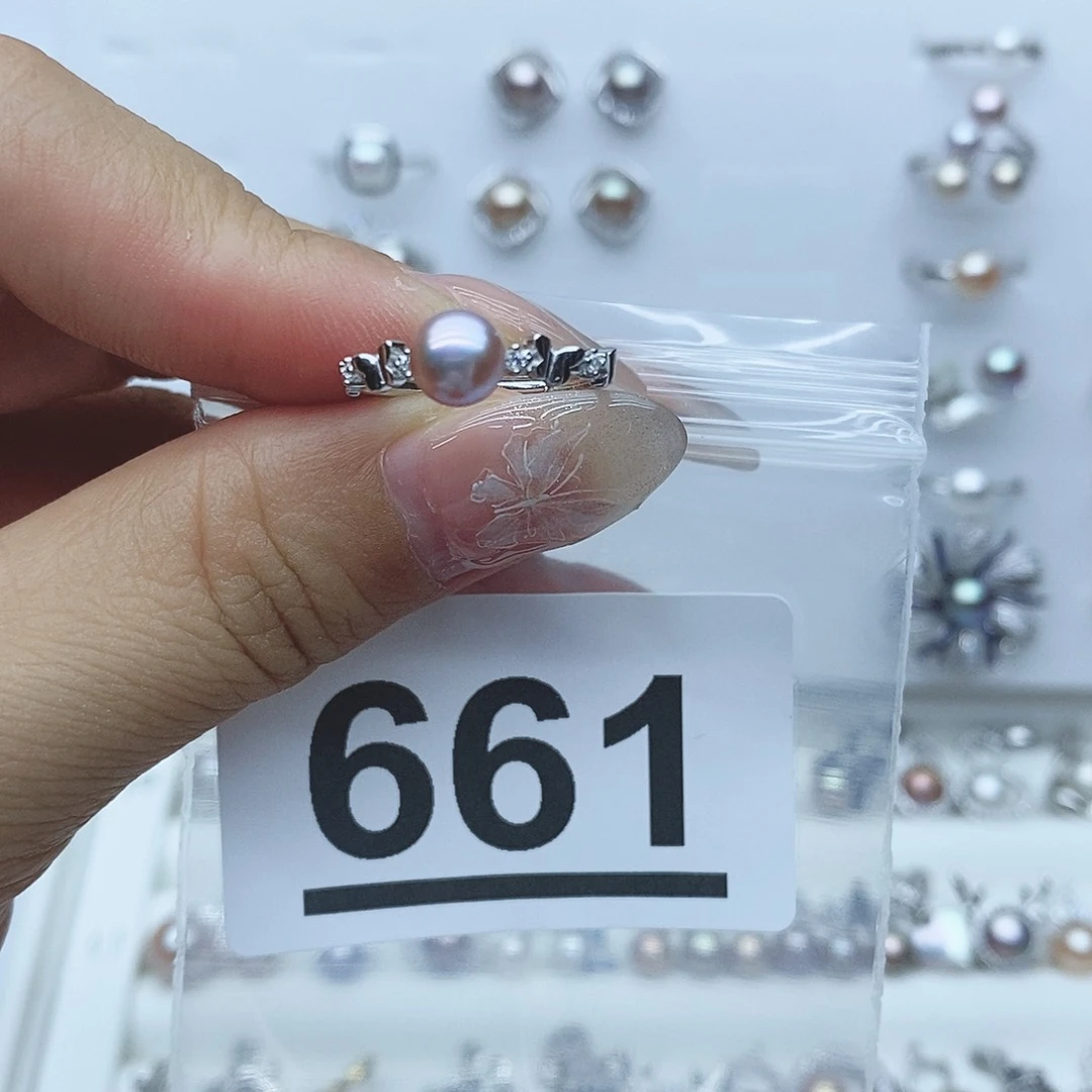 戒指银S925镶嵌淡水珍珠慕*661