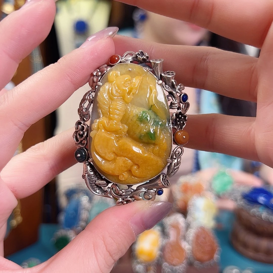 翡翠银S925镶嵌戒指/指环戒指