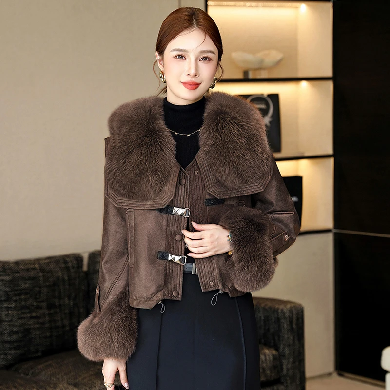 羽绒服女2025新款皮草外套鹅绒服女士冬季洋气时尚短款保暖外套