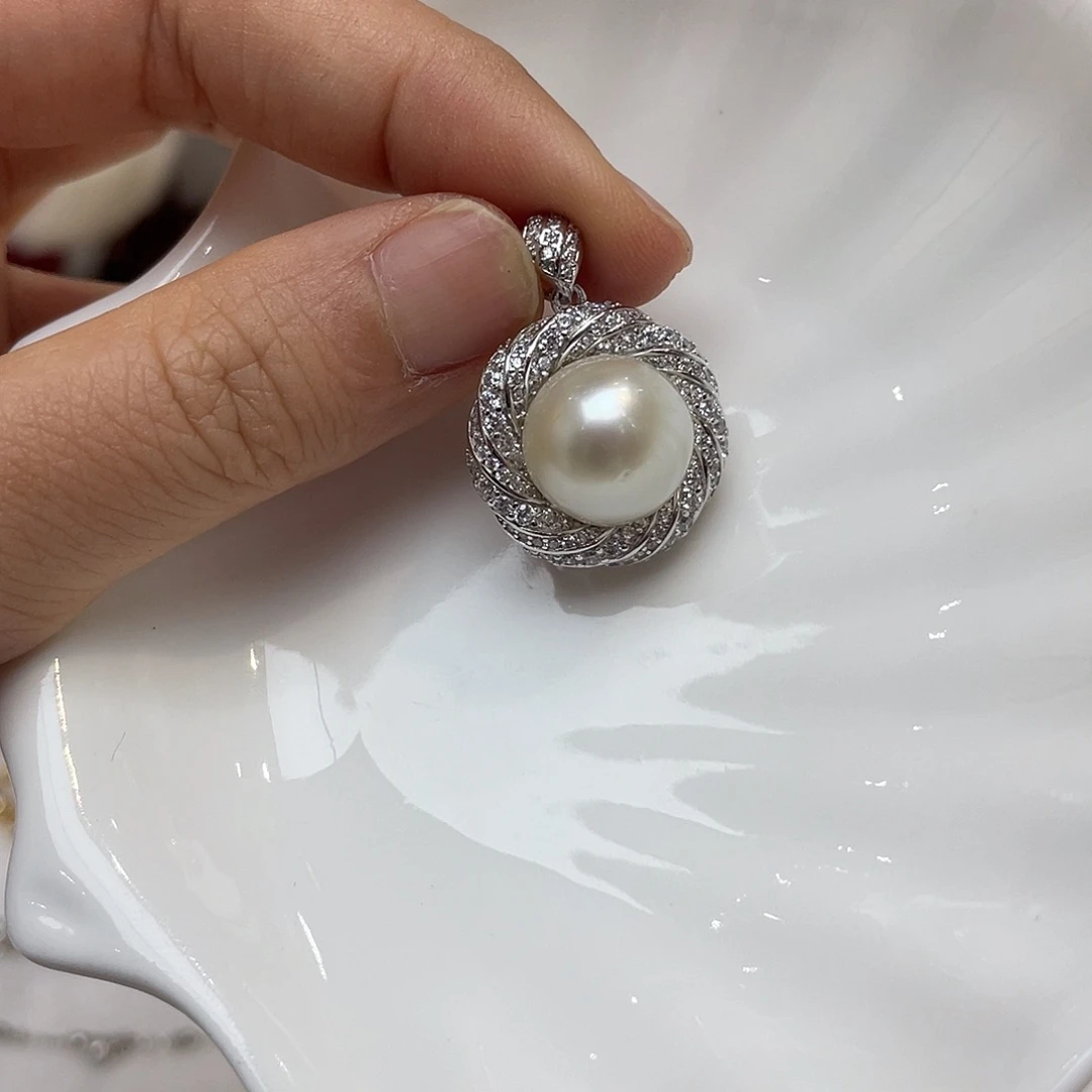 银S925镶嵌吊坠(不含链)海水珍珠