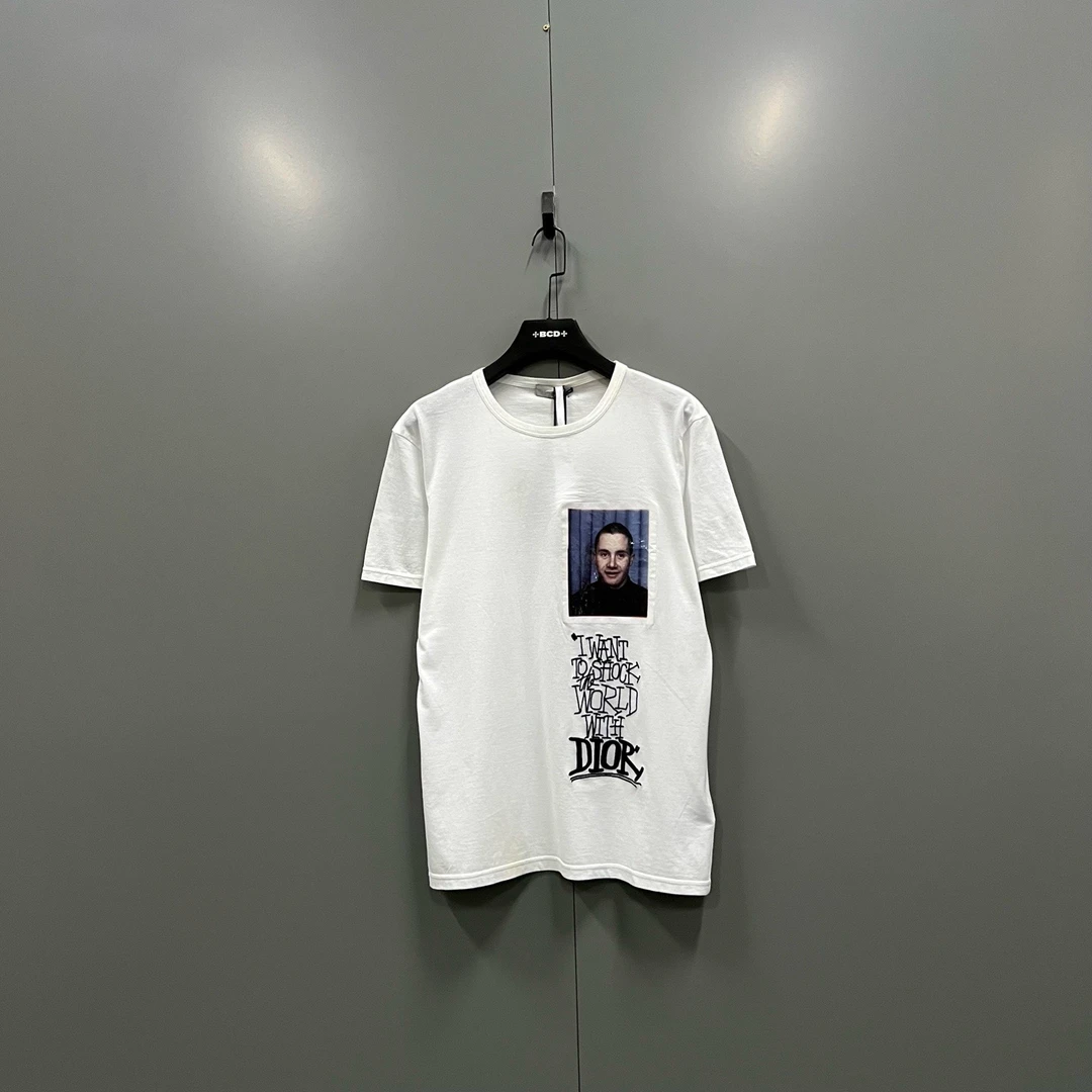 未使用 DIOR/迪奥 jp926 018757 人脸印花logo短袖 L码