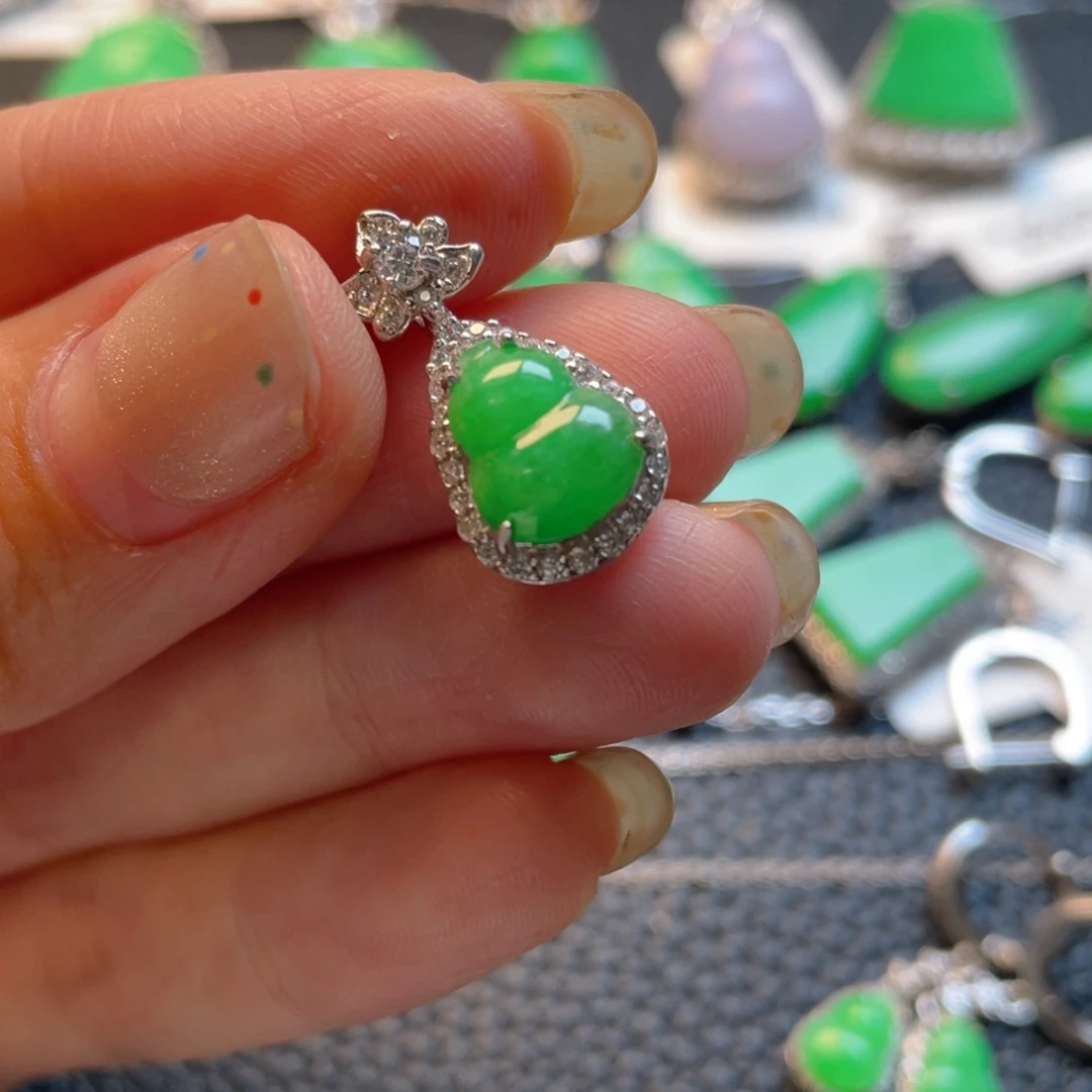 翡翠银S925镶嵌吊坠(不含链)