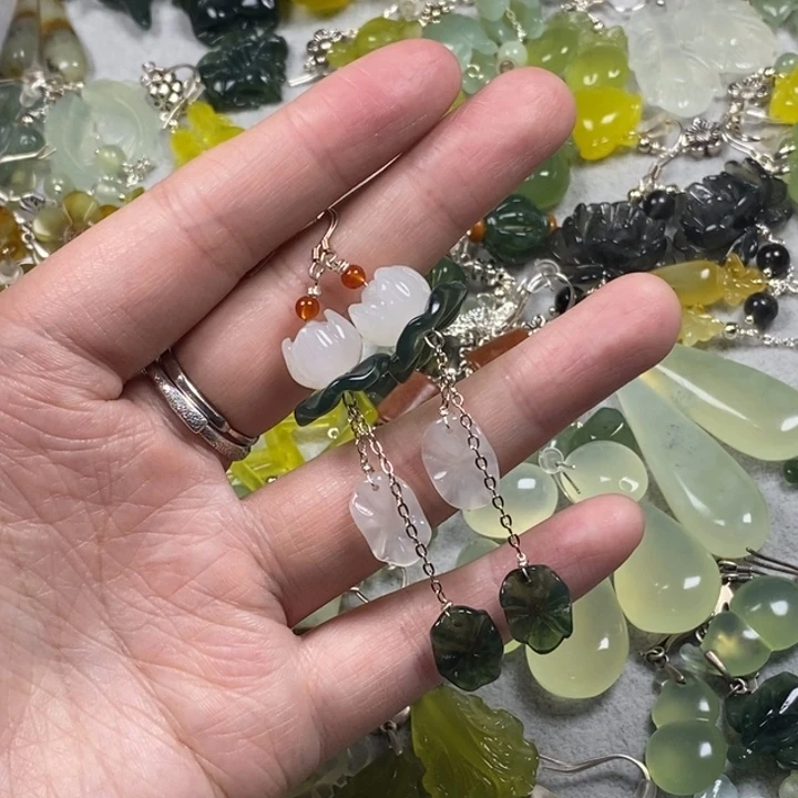 蛇纹石玉未镶嵌挂件耳饰耳环项链