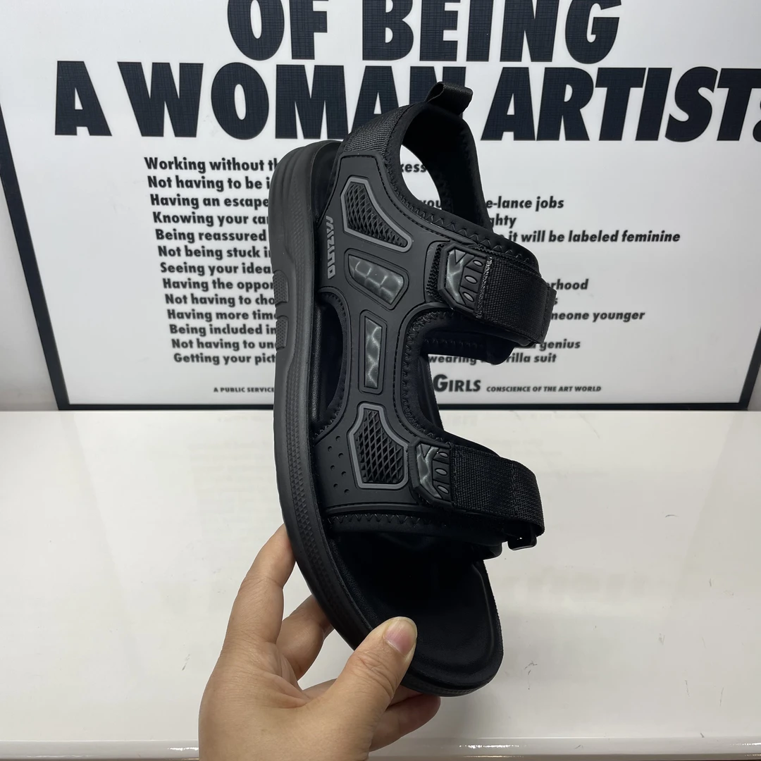 休闲防滑车缝线露趾镂空沙滩鞋户外软底欧若精灵风