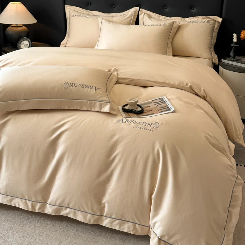 路约威格A类全棉长绒长春面加厚全棉磨毛四件套刺绣秋冬床上用品